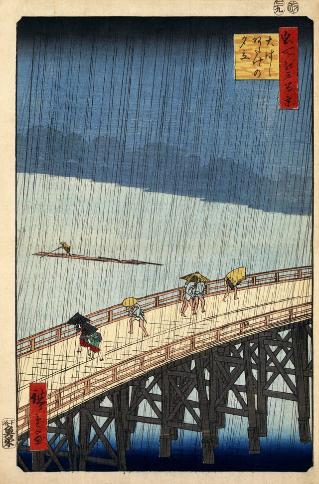 大はしあたけの夕立(歌川広重(江戸時代・1857年))