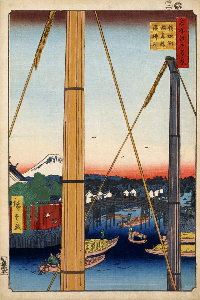 鉄砲洲稲荷橋湊神社(歌川広重(名所江戸百景・1857年))